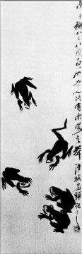 Qi Baishi grenouilles vieille Chine à l’encre Peinture à l'huile